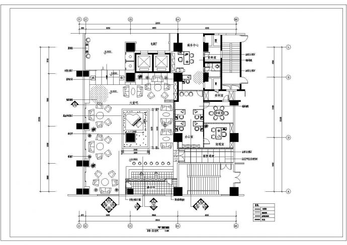 某宾馆一层大堂装修设计CAD图_图1