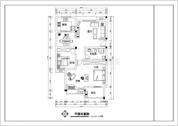 某大型商业民居公寓建筑户型详细方案设计施工CAD图纸-图二