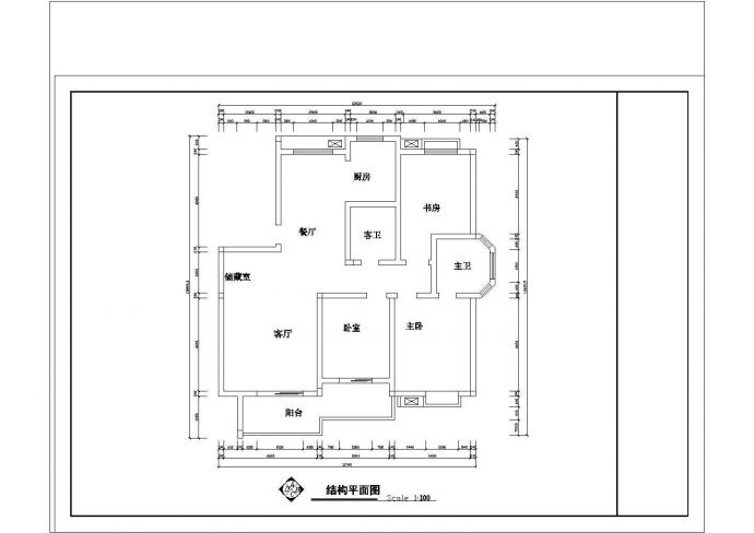 某商业公寓套房户型详细方案设计施工CAD图纸_图1