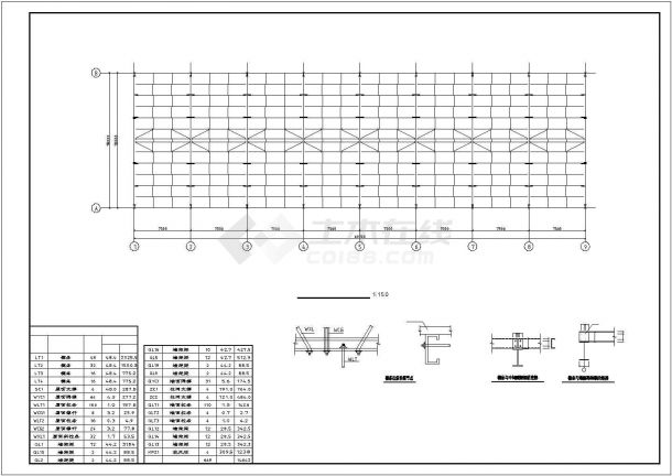 某地区60x18m 单层钢架结构厂房结构施工图-图一