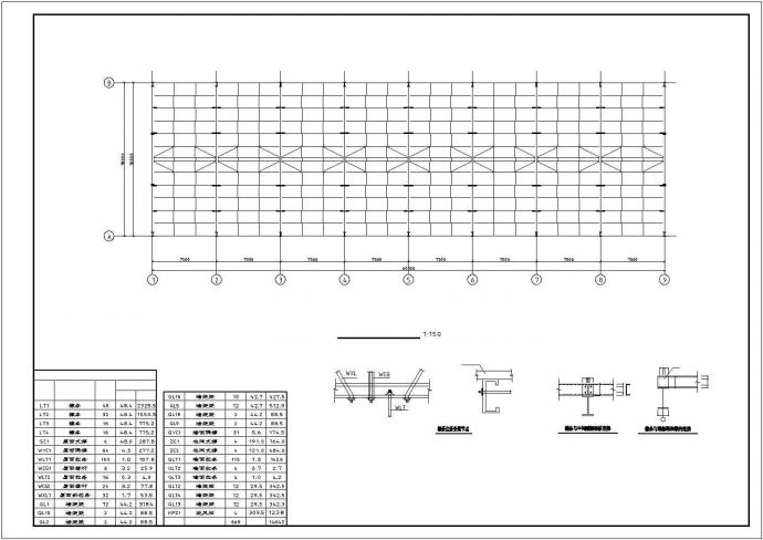 某地区60x18m 单层钢架结构厂房结构施工图_图1