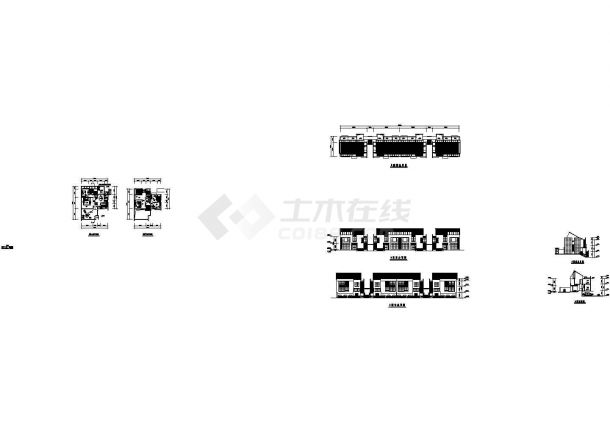 南京市某别墅区2层高档联排别墅建筑设计CAD图纸（4户联排）-图一
