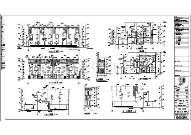 抚顺某小区820平米3层联排住宅楼建筑设计CAD图纸-图一