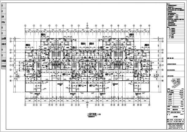 济宁市某小区1630平米3层联排式住宅楼全套建筑设计CAD图纸-图二