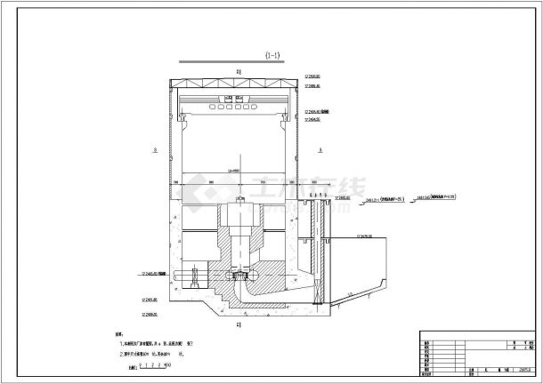 某地二瓦槽水电站厂房整套设计图（共8张）-图一