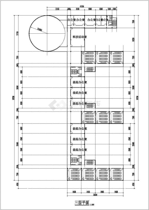 某小学框架结构四层教学楼设计cad全套建施图（含总平面及经济技术指标）-图二