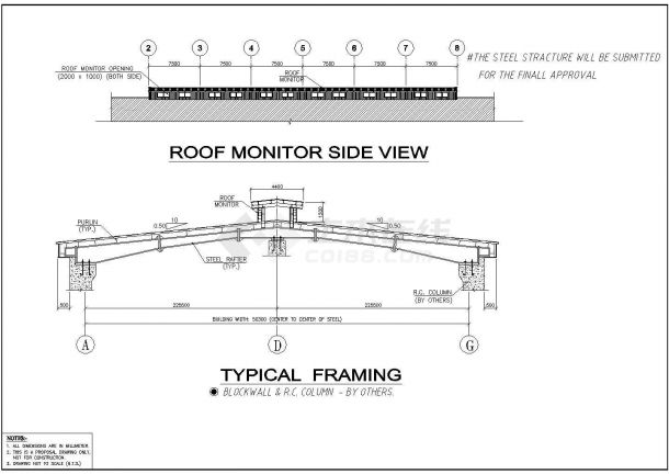 某单层框架结构厂房设计cad全套建筑施工图纸-图二
