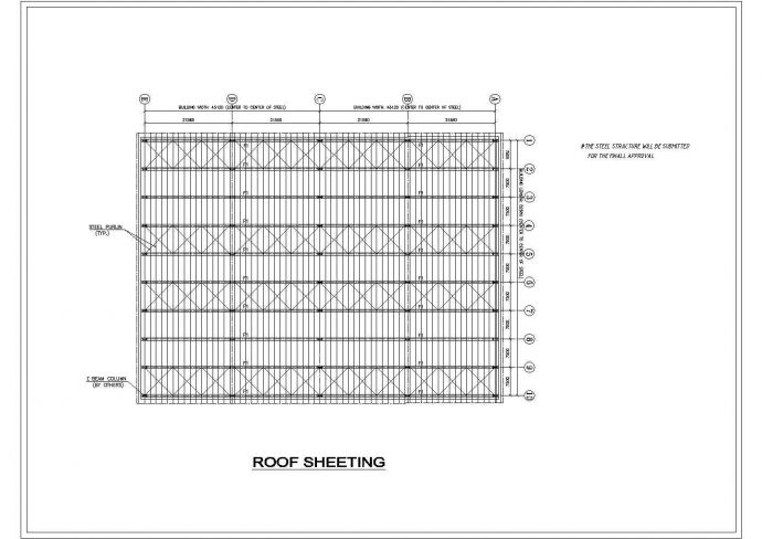 某单层砖混结构厂房设计cad建筑方案图纸（全英文标注）_图1