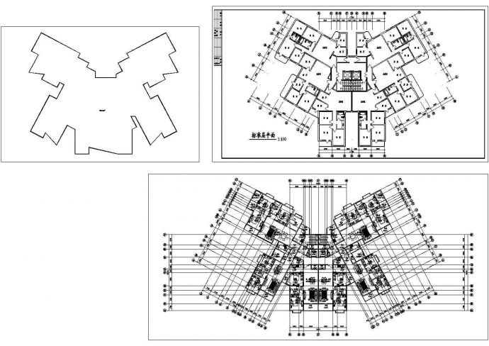 某地区经典风格高层塔型建筑平面户型设计方案施工CAD图纸_图1