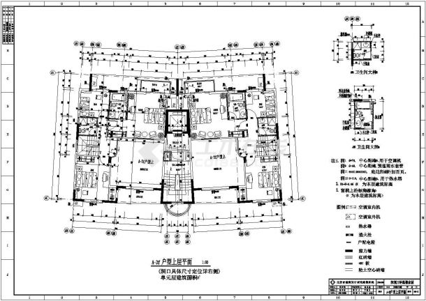 乌鲁木齐塞外花园小区住宅每户81平对称户型设计CAD图纸（1梯2户）-图一