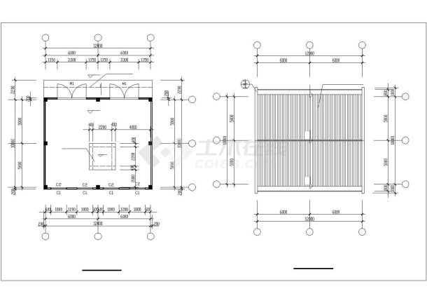 某138㎡单层轻钢屋盖结构厂房建筑图纸-图二