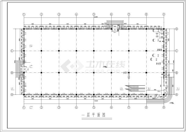 某大型超市规划CAD建筑设计图-图一