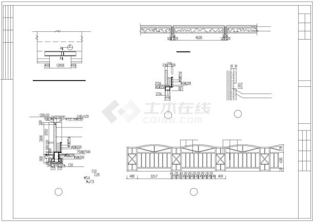 北京某大学附属中学内部围墙全套设计CAD图纸-图二