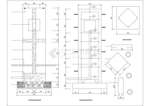 拉萨市某知名纪念广场内部路灯全套设计CAD图纸-图一