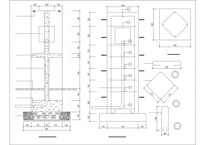 拉萨市某知名纪念广场内部路灯全套设计CAD图纸_图1