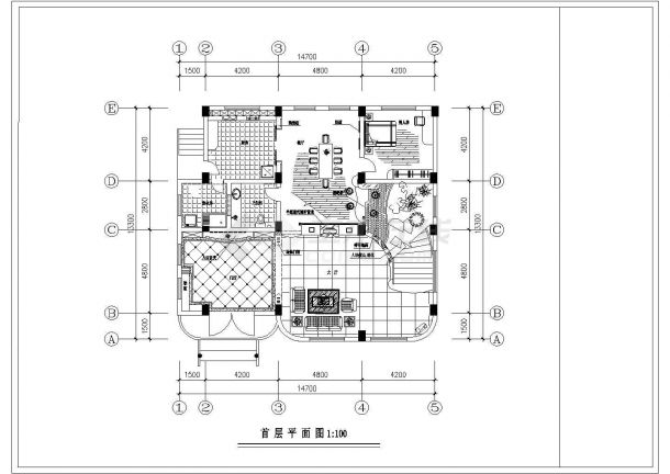 安徽省天长市市区新建经典两层自建别墅室内装修cad方案施工图-图一