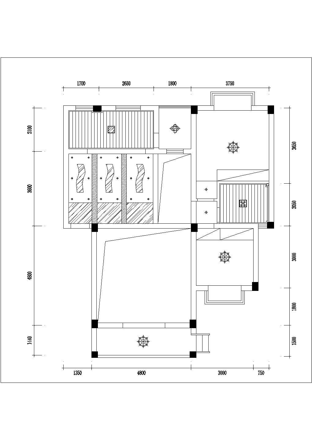 江西省宜春市乡镇建造经典两室两厅室内住宅家装设计cad平面施工图