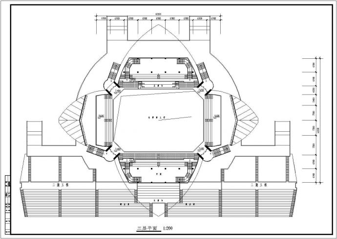 某大学三层框架结构体育馆设计cad建筑方案图（标注详细）_图1