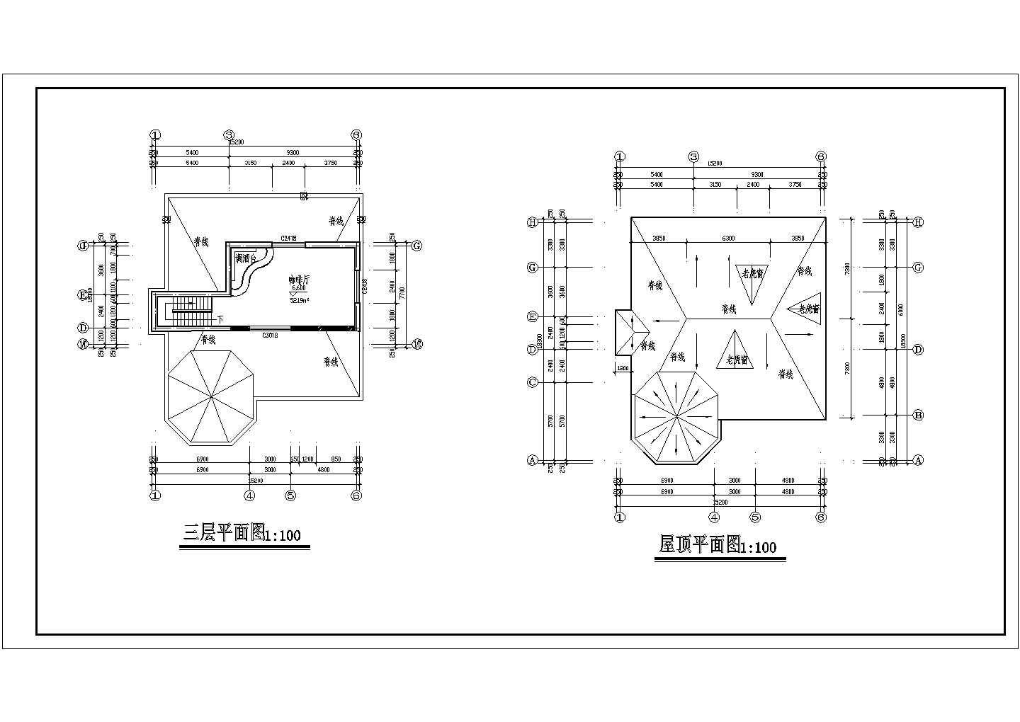 安徽省益通装饰集团精装高级会所cad建筑全套施工图