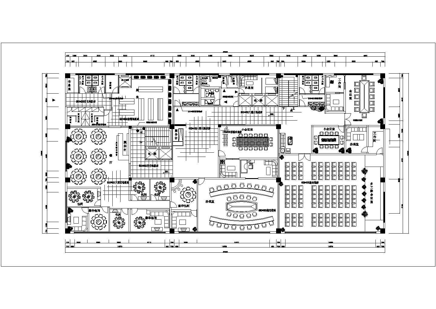 泰州市新建某大型豪华酒店一层室内装饰cad平面设计施工图