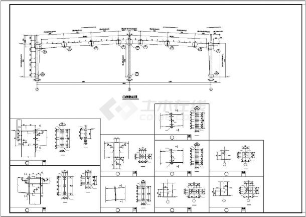 某地区跨两坡门式轻钢结构厂房结构施工图（含计算书）-图二
