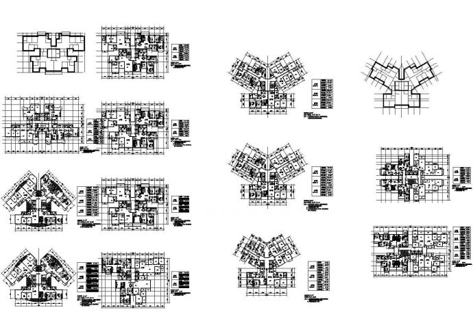 某地区经典风格高层住宅楼建筑户型施工CAD图纸_图1
