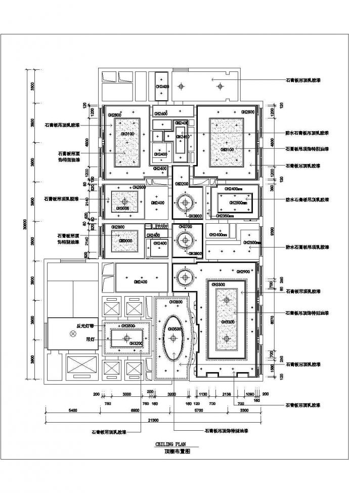 南京某星级酒店总统套房全套装修施工设计cad详图(含顶棚布置图)_图1