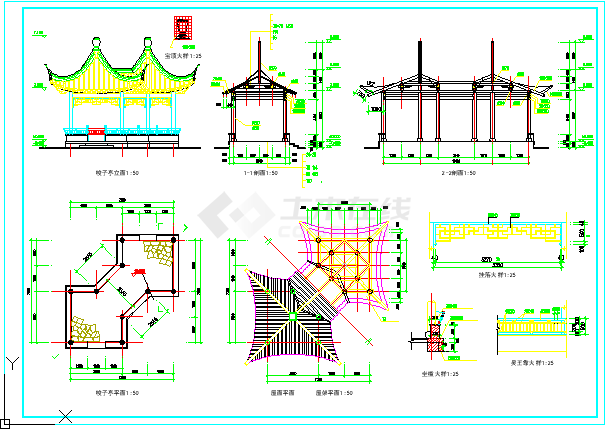 梭子亭建筑设计cad全套施工图-图一