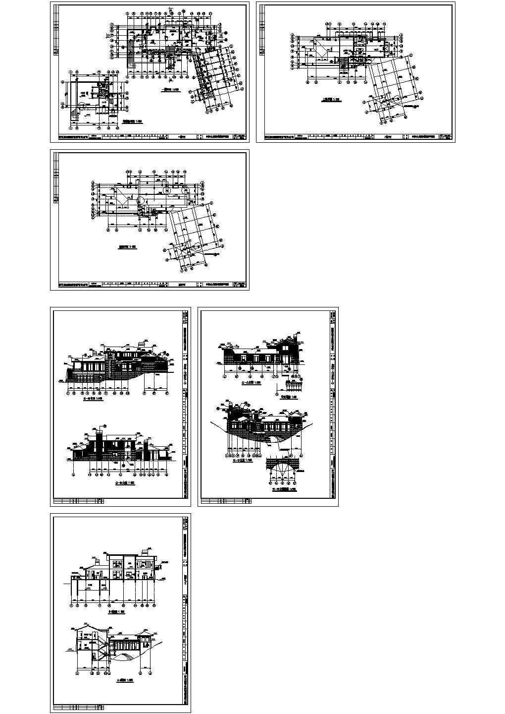 某二层带车库层砖混结构独立式山地别墅设计cad全套建筑施工图纸（标注详细）