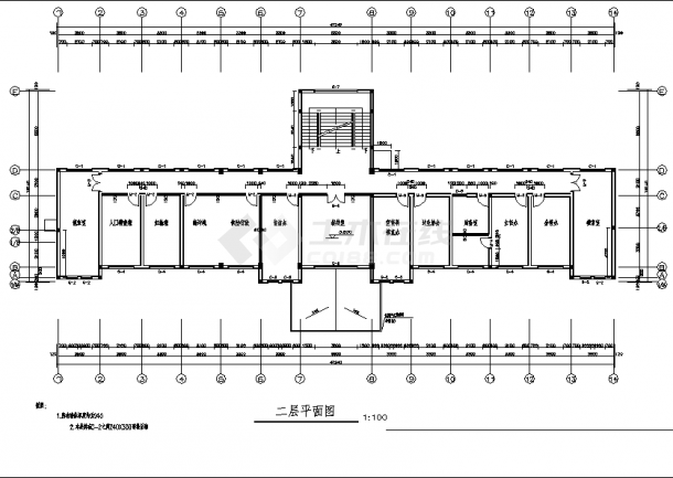 3层1184平米骨髓医院门诊楼设计建筑结构施工cad图纸-图二