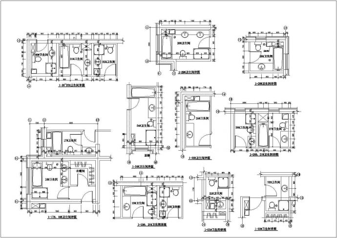 【苏州】某地样板房卫生间全套装修施工设计cad图纸_图1