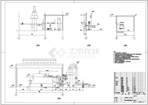 1台6th锅炉设计圈套采暖cad图纸-图二