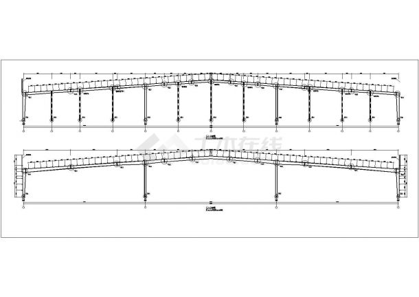 河南某单层纸业钢结构厂房建筑结构电气水施工图纸（标注明细）-图二