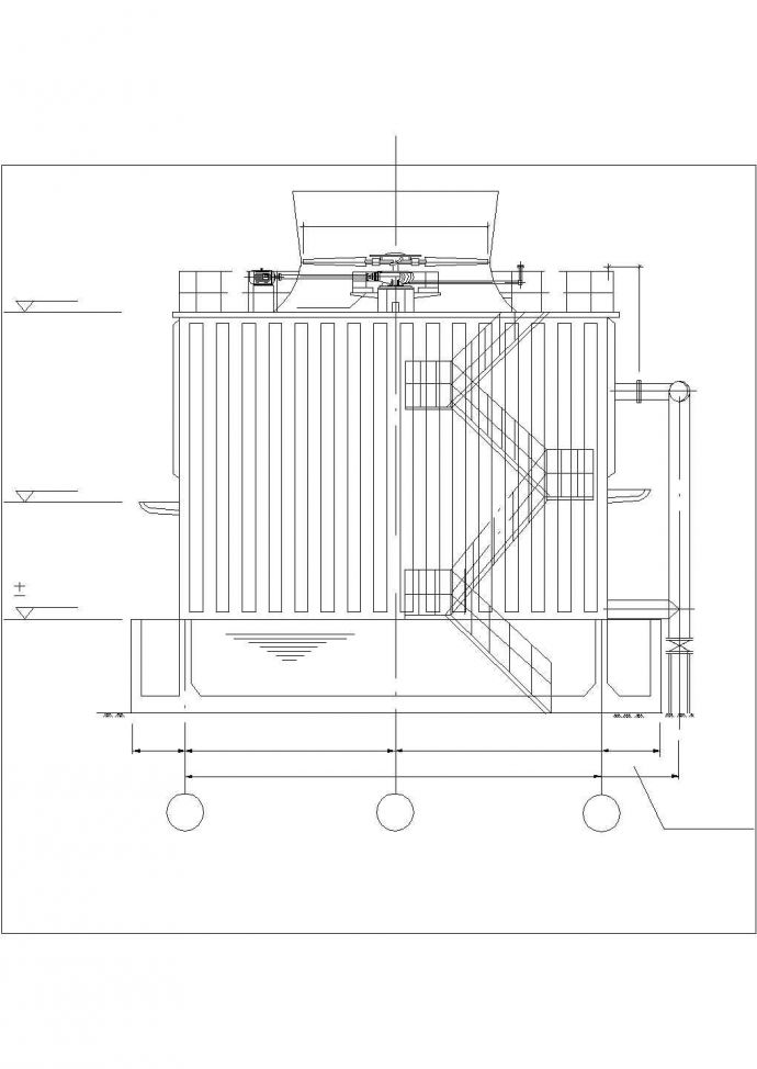 L47型冷却塔平立侧面设计cad施工图纸_图1