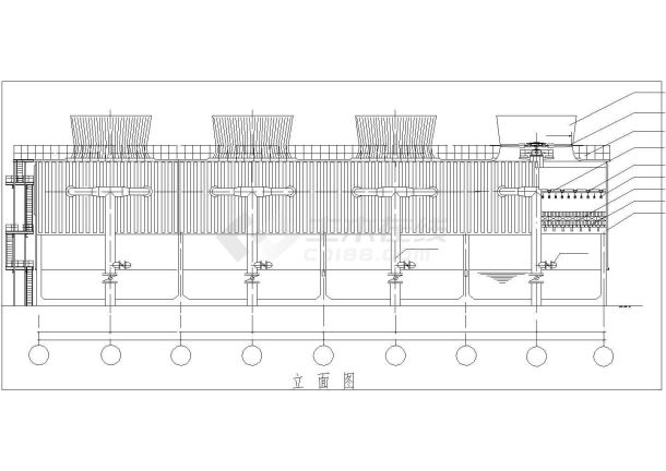 L47型冷却塔平立侧面设计cad施工图纸-图二