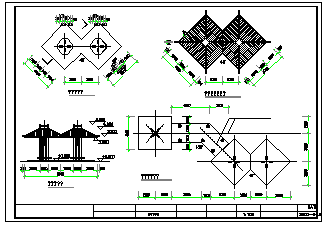 某园林亭桥花架廊cad设计施工详图-图二