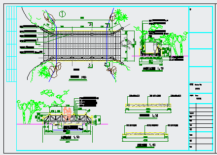 某园林木桥设计施工CAD布置图-图二