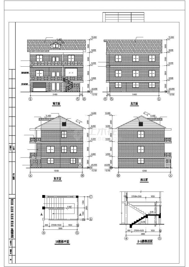 某住宅区多层简约风格别墅建筑设计CAD图-图二