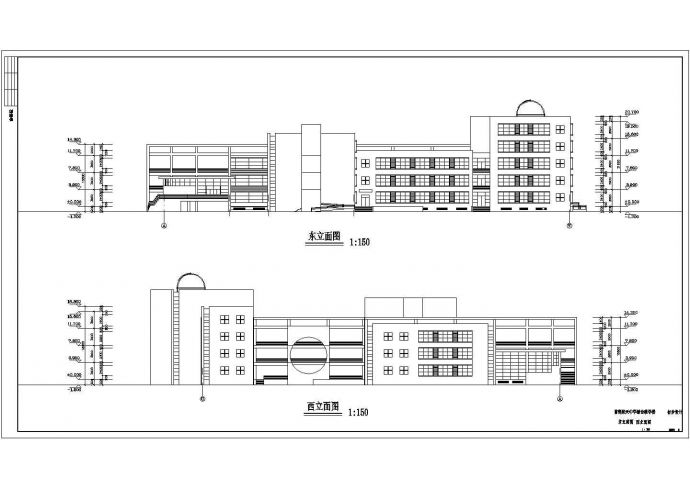 某中学地下一层地上四层框架结构综合教学楼设计cad全套建施图（含3栋设计）_图1