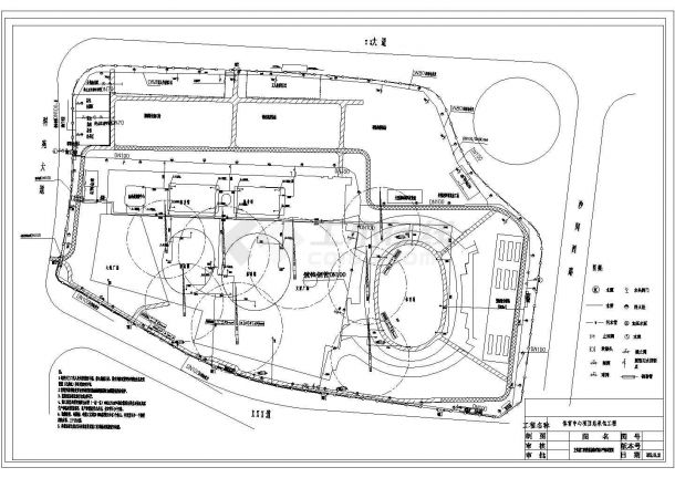 某体育馆施工现场平面CAD设计完整大样布置图-临水布置图-图一