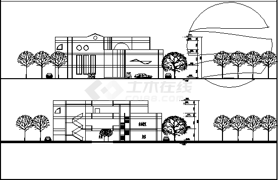 某市某小区三层幼儿园教学楼建筑设计cad图(含平面图，共四张)-图二
