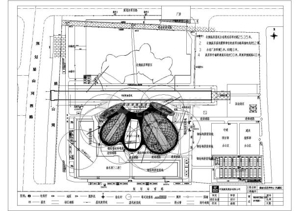 某文化艺术中心大剧院钢结构安装施工现场CAD详细平面布置图-图一