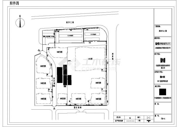 某展讯中心工程施工现场CAD详细设计完整平面布置图(主体结构)-图二