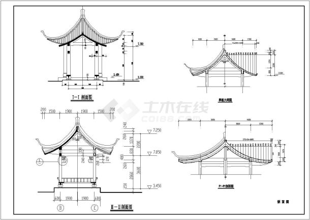 某古建筑小品CAD详细构造设计全套施工图-图二