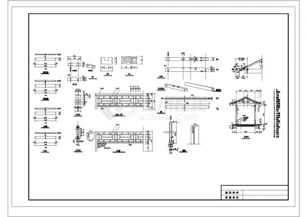 某六角亭与廊CAD全套景观构造设计图-图一