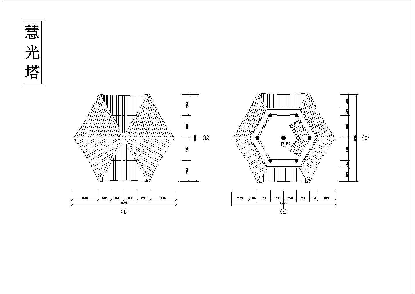 某古塔砖混结构CAD详细大样设计图纸