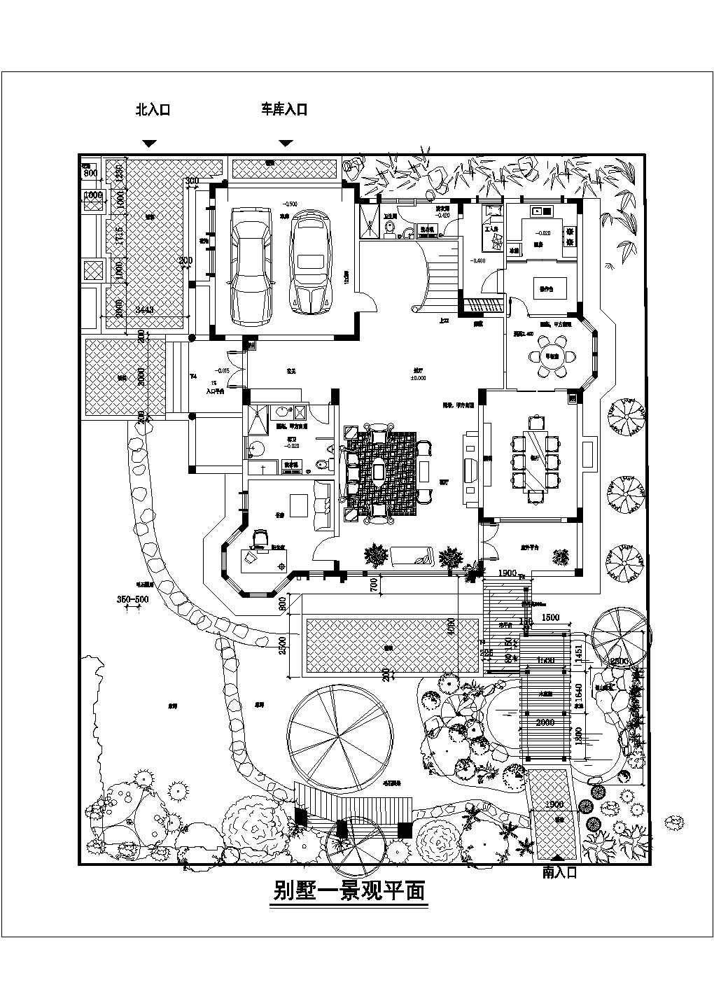 某别墅庭院景观绿化CAD设计全套施工平面图
