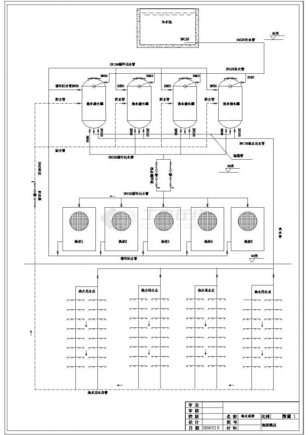 某星级酒店热泵系统cad平面图纸-图一