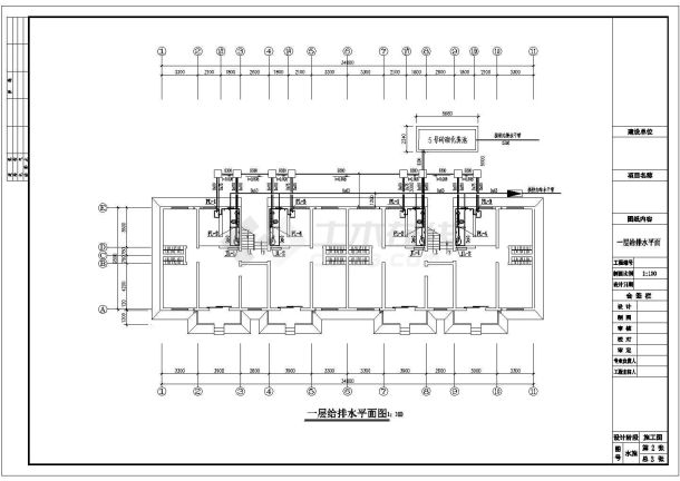 某地长34米 宽9.3米 6层住宅楼水施工图-图一