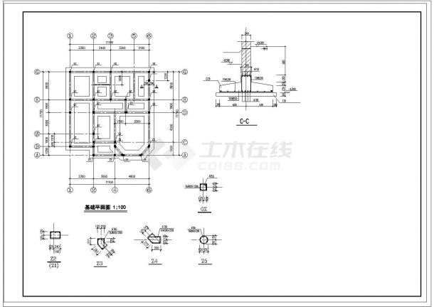 某地三层别墅建筑施工cad图纸-图二